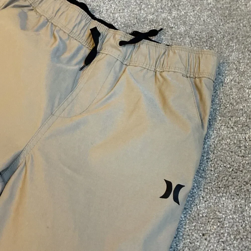 Hurley Boys Jogger Pants Size 10/12 Beige Drawstring With Elastic Waist Youth